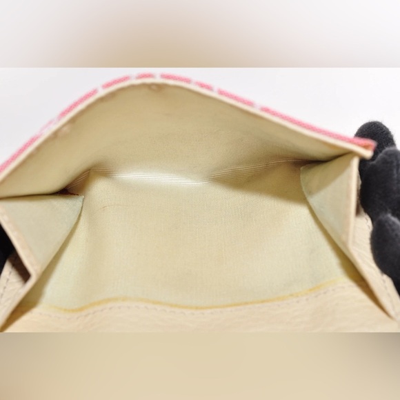 BVLGARI Bi-Fold Wallet Canvas Leather Pink Ivory Women Used Auth - Picture 12 of 14